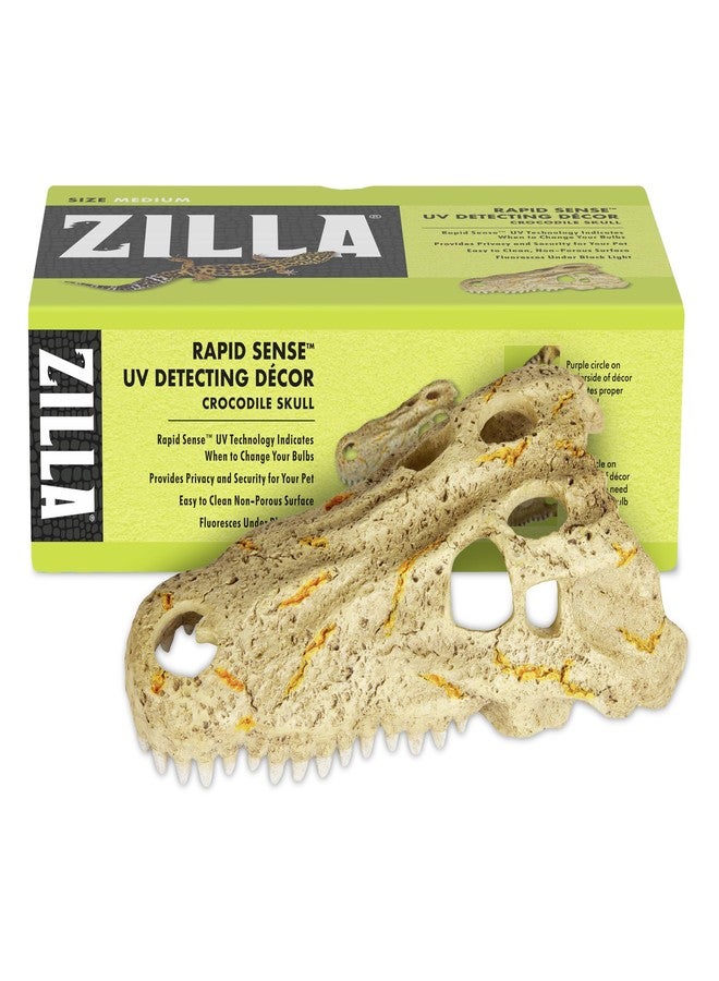 زيلا ديكور حوض الزواحف Zilla Rapid Sense UV Detecting Pet Reptile Terrarium، يكشف مستويات الأشعة فوق البنفسجية UVB، جمجمة تمساح، متوسط الحجم - Image 1